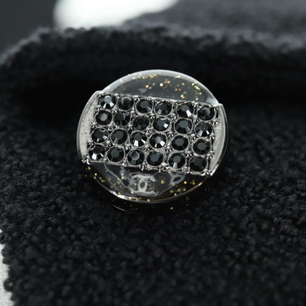 CHANEL Jacket Wool Black CC Auth 158564M