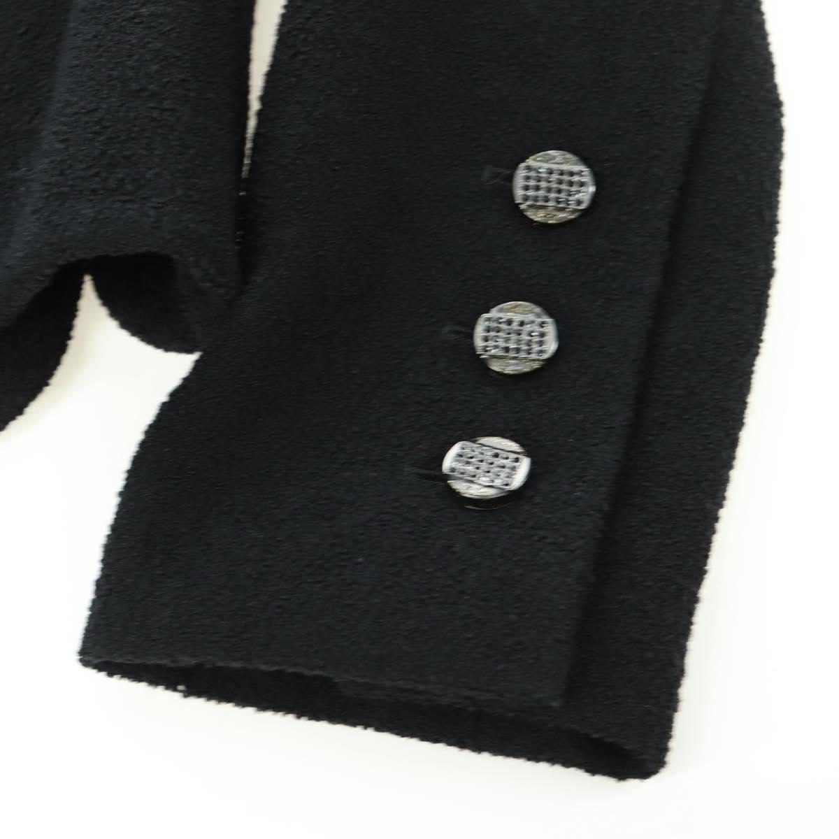 CHANEL Jacket Wool Black CC Auth 158564M