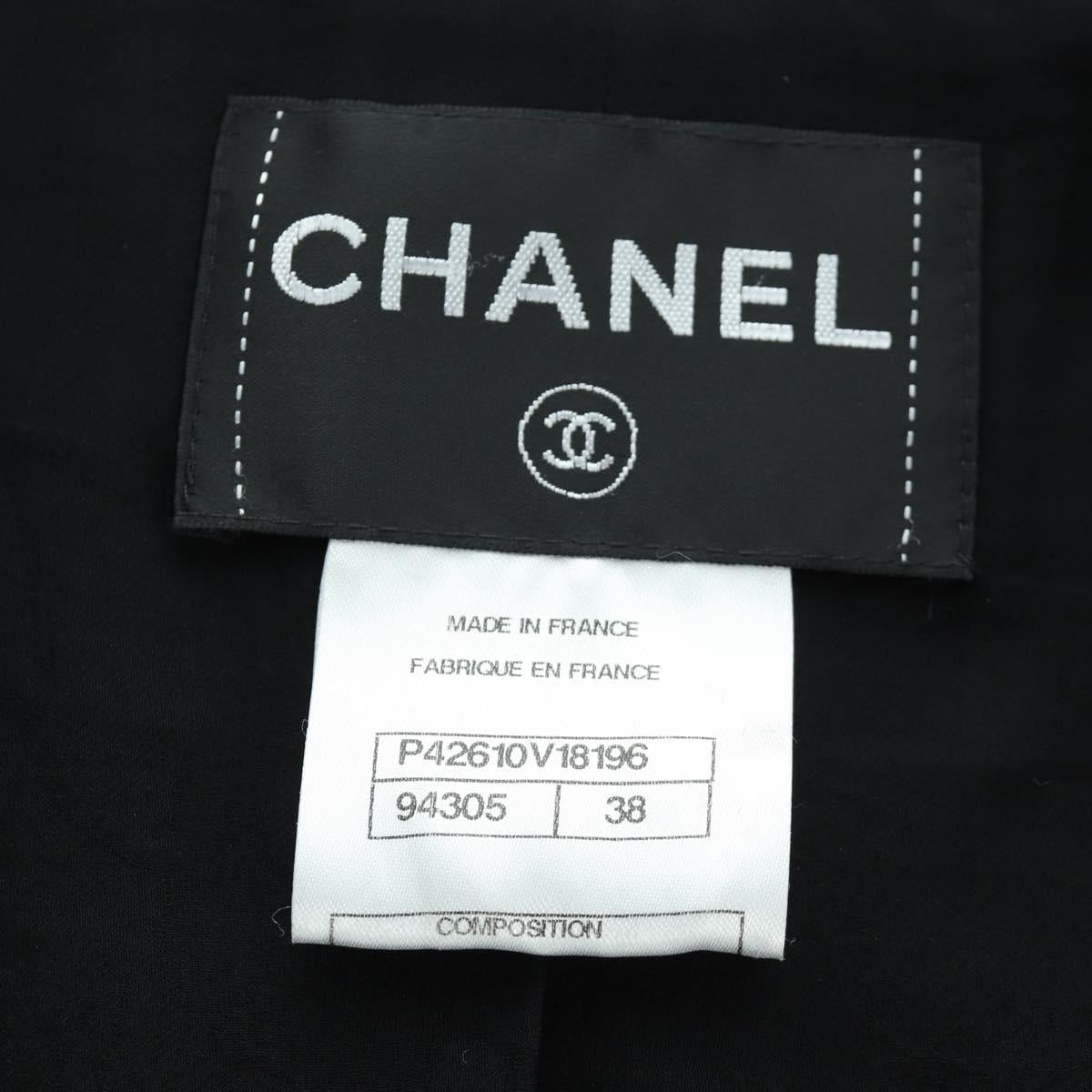 CHANEL Jacket Wool Black CC Auth 158564M