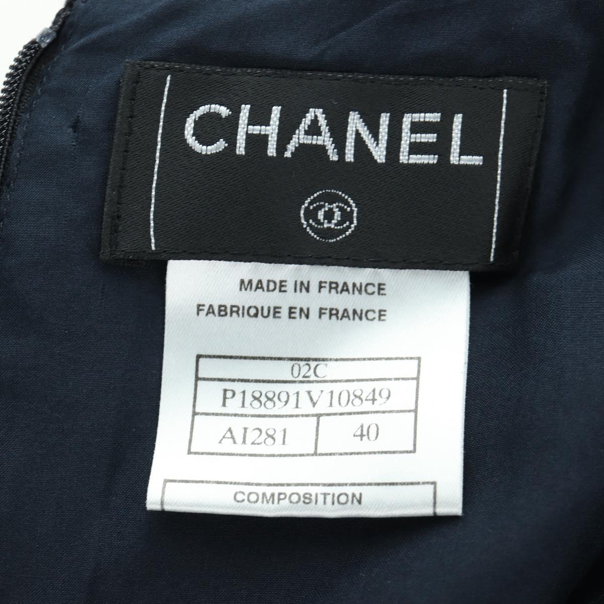 CHANEL Jacket And Skirt set Jacket Wool Navy CC Auth 158565M