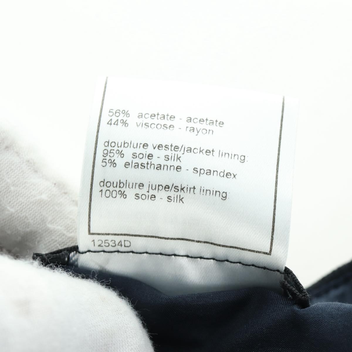 CHANEL Jacket And Skirt set Jacket Wool Navy CC Auth 158565M