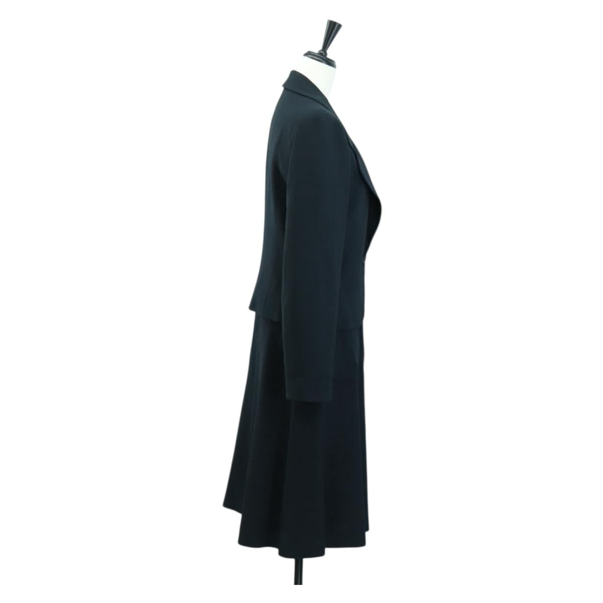 CHANEL Jacket And Skirt set Jacket Wool Navy CC Auth 158565M