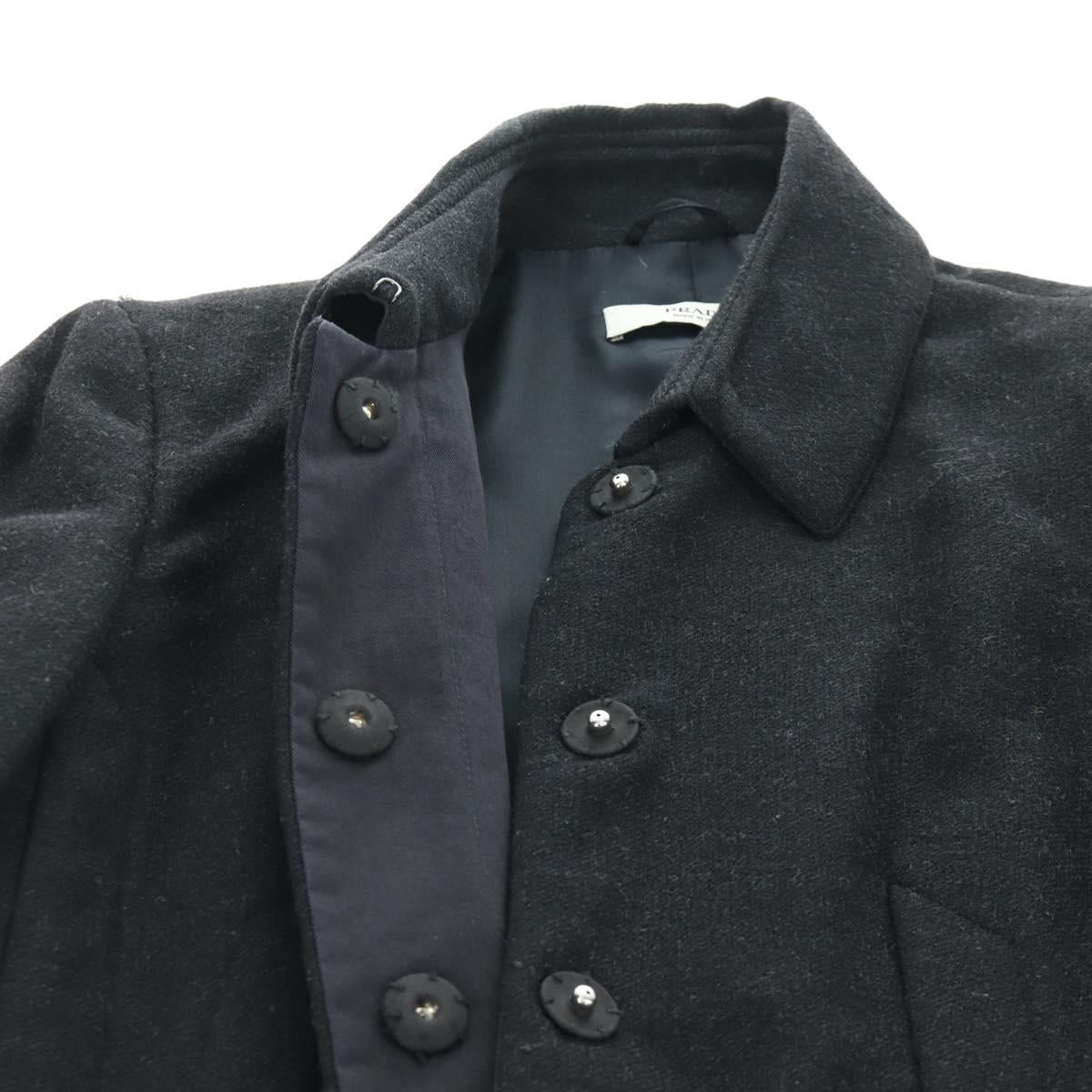 PRADA Long Coat Wool Gray Auth 158570M