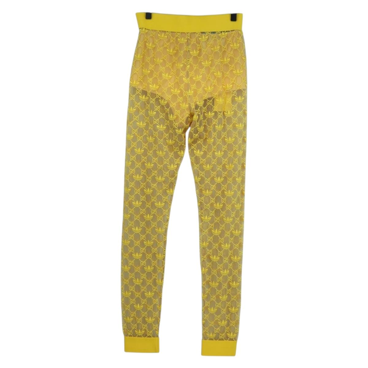 GUCCI GG Canvas GUCCI x adidas Tulle Pants Yellow 693446 Auth 158571SAM