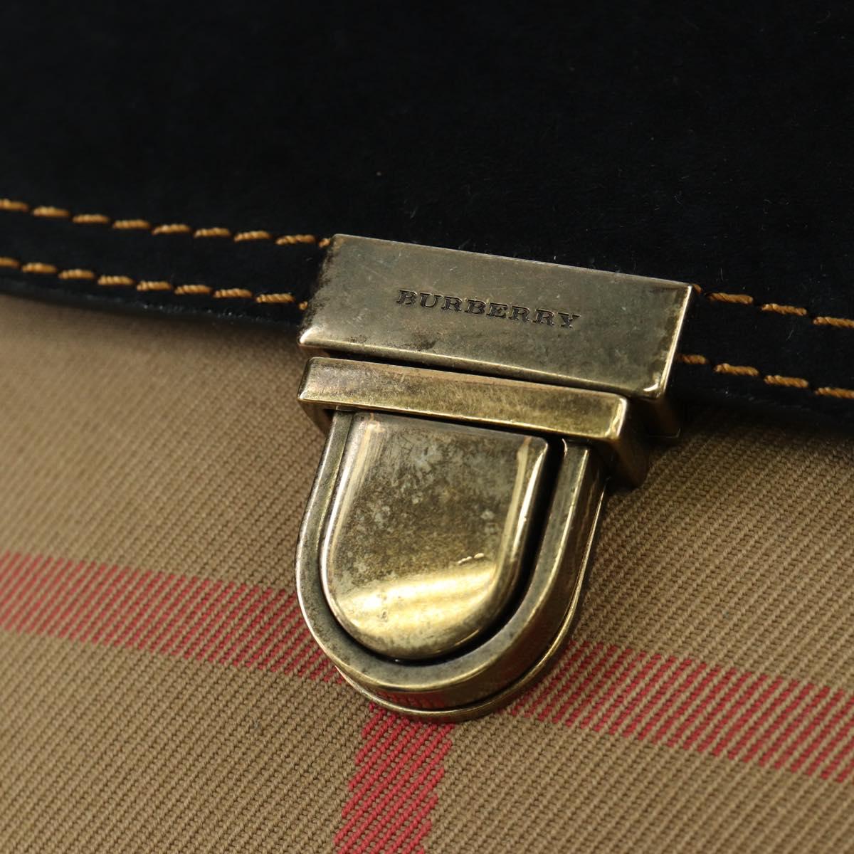 BURBERRY Nova Check Shoulder Bag Canvas Beige Gold Auth 158580V