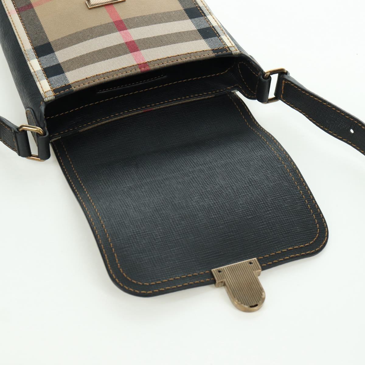 BURBERRY Nova Check Shoulder Bag Canvas Beige Gold Auth 158580V