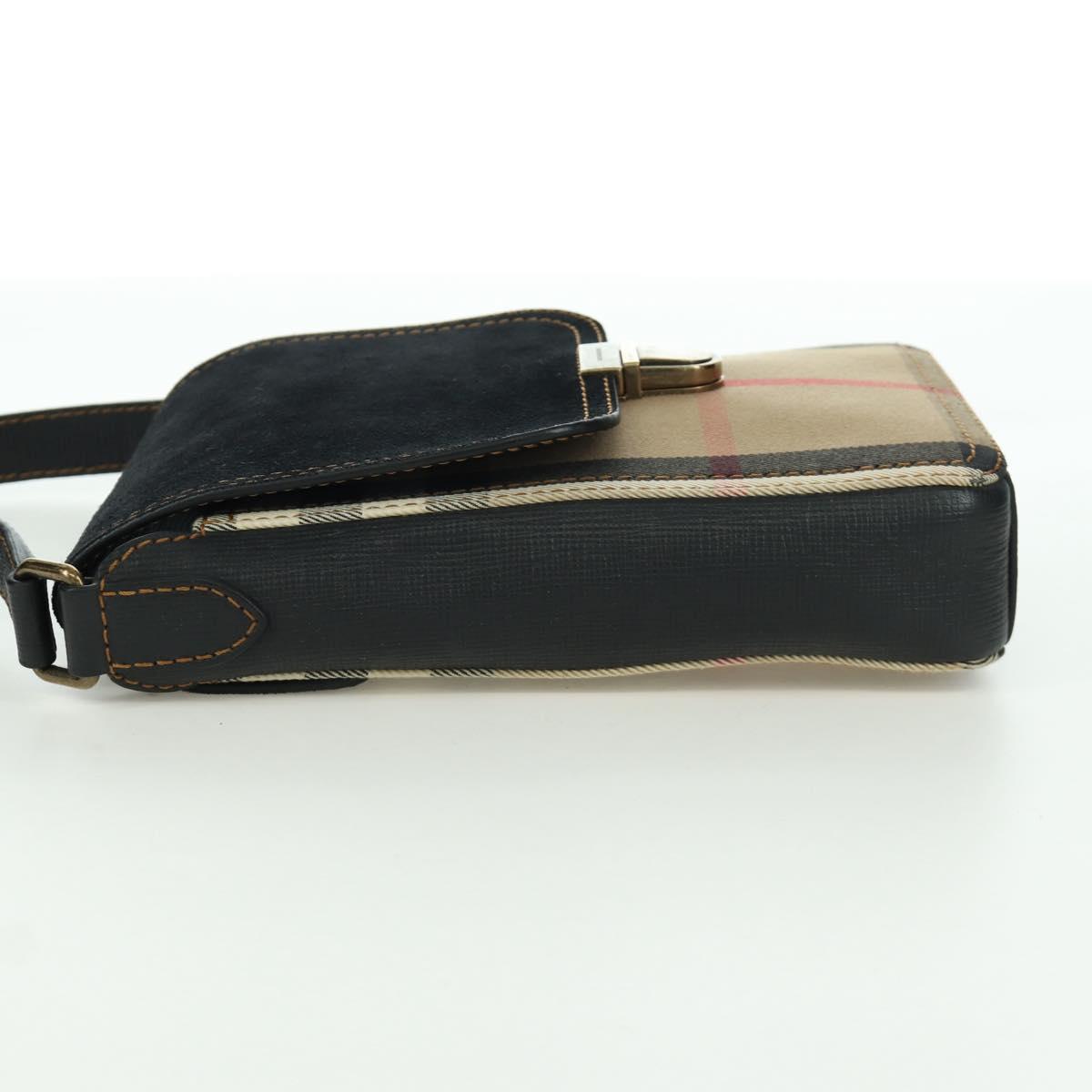 BURBERRY Nova Check Shoulder Bag Canvas Beige Gold Auth 158580V