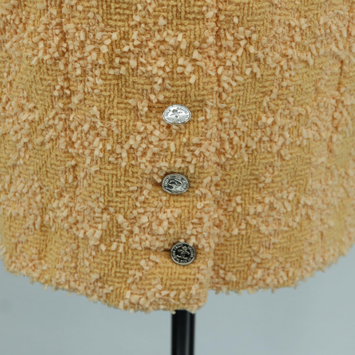 CHANEL jacket Skirt Setup Jacket Tweed Orange 40 CC Auth 158585M