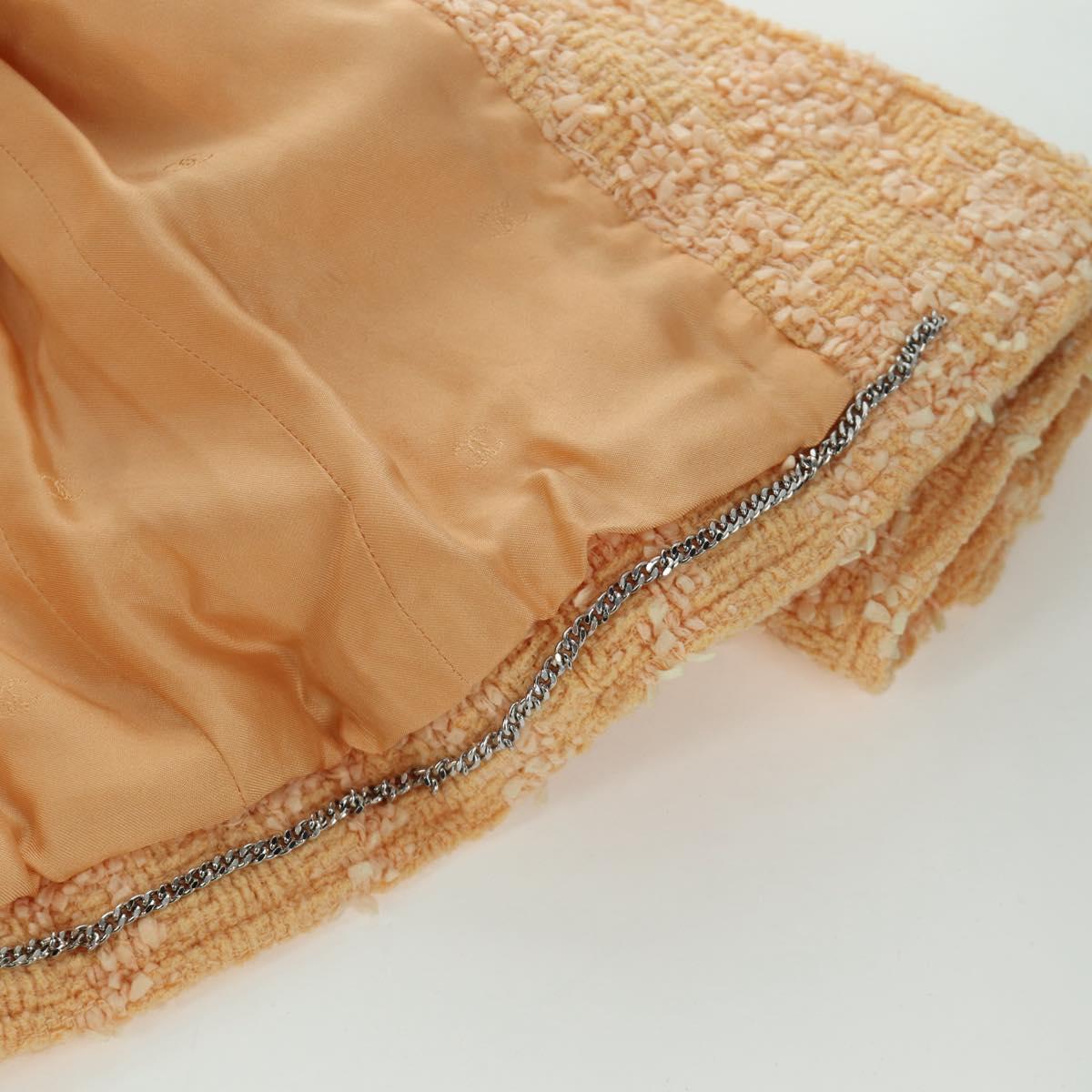 CHANEL jacket Skirt Setup Jacket Tweed Orange 40 CC Auth 158585M