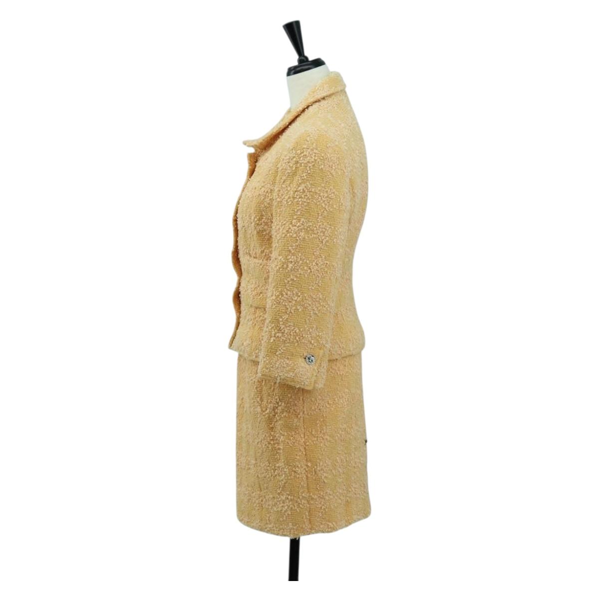 CHANEL jacket Skirt Setup Jacket Tweed Orange 40 CC Auth 158585M