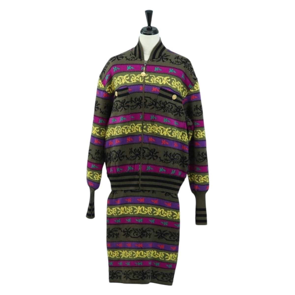 CHANEL Knitted Fabrics Wool Multicolor CC Auth 158587SAM