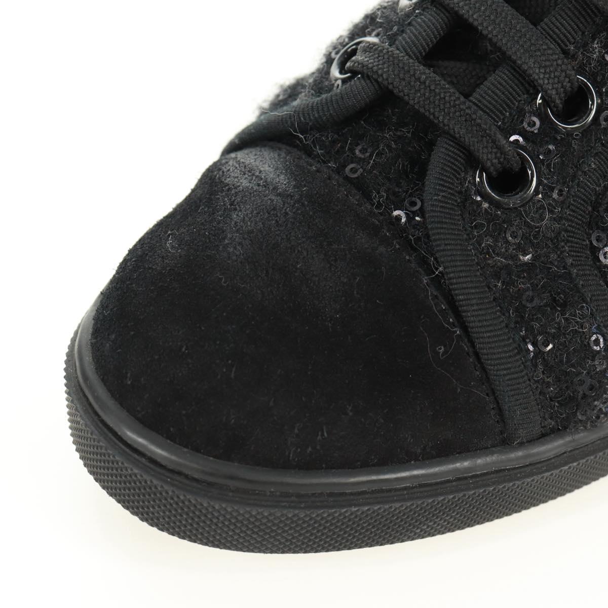 LOUIS VUITTON High Cut Sneakers Wool Canvas Black LV Auth 158597M