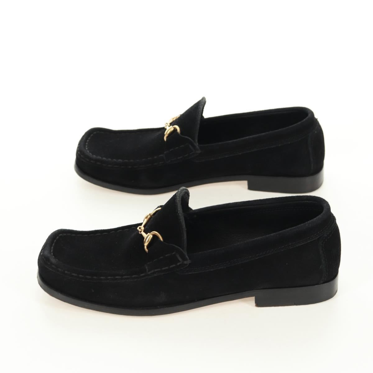 GUCCI Loafers Suede 37 C Black Auth 158600M