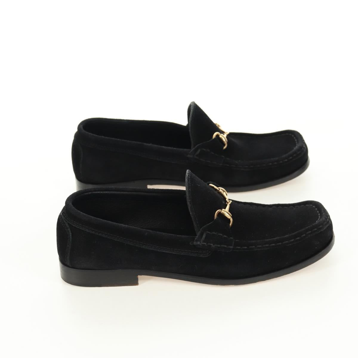 GUCCI Loafers Suede 37 C Black Auth 158600M