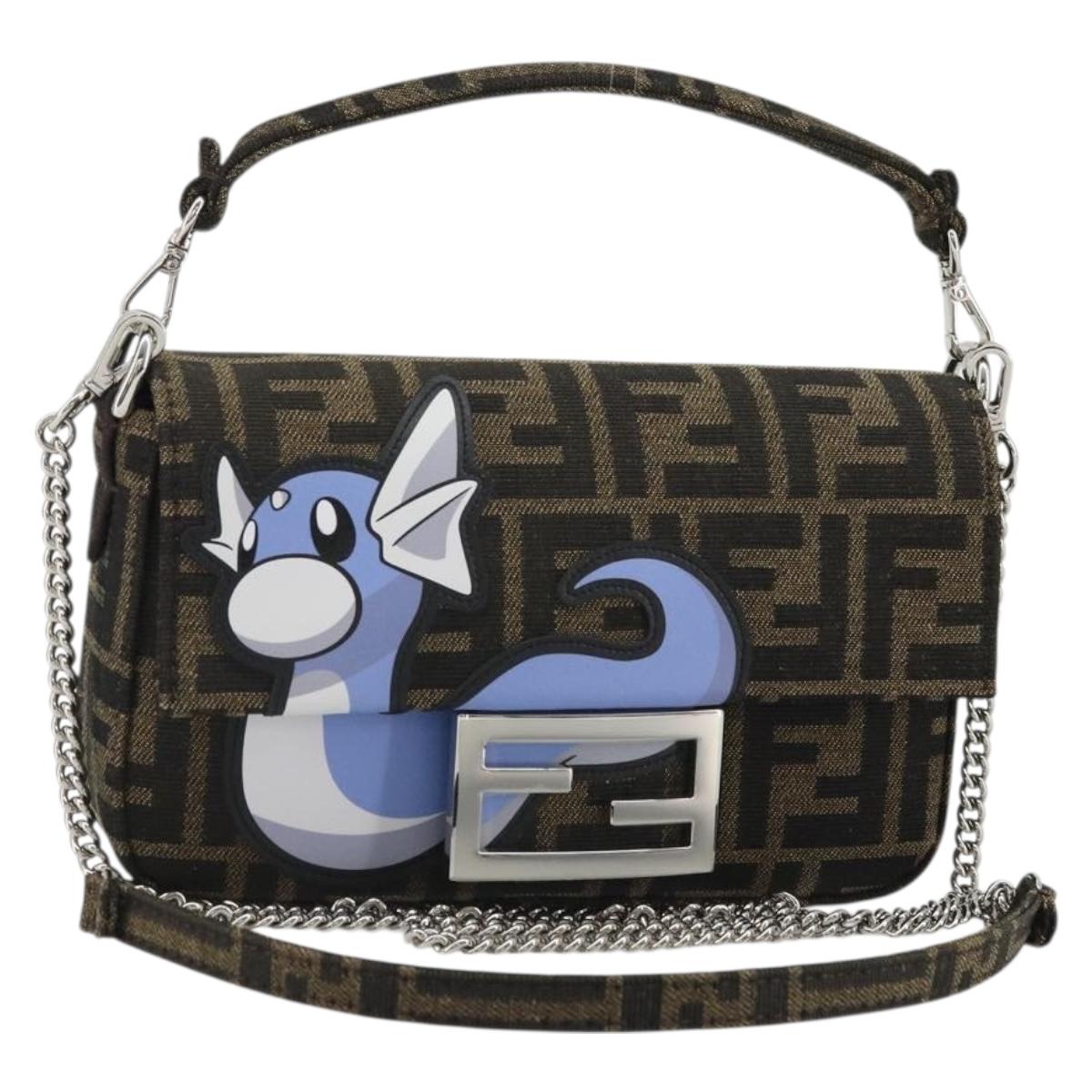 FENDI Zucca Canvas Fabric Dratini FRGMT x POKÉMON Mamma Baguette Auth 158601SM