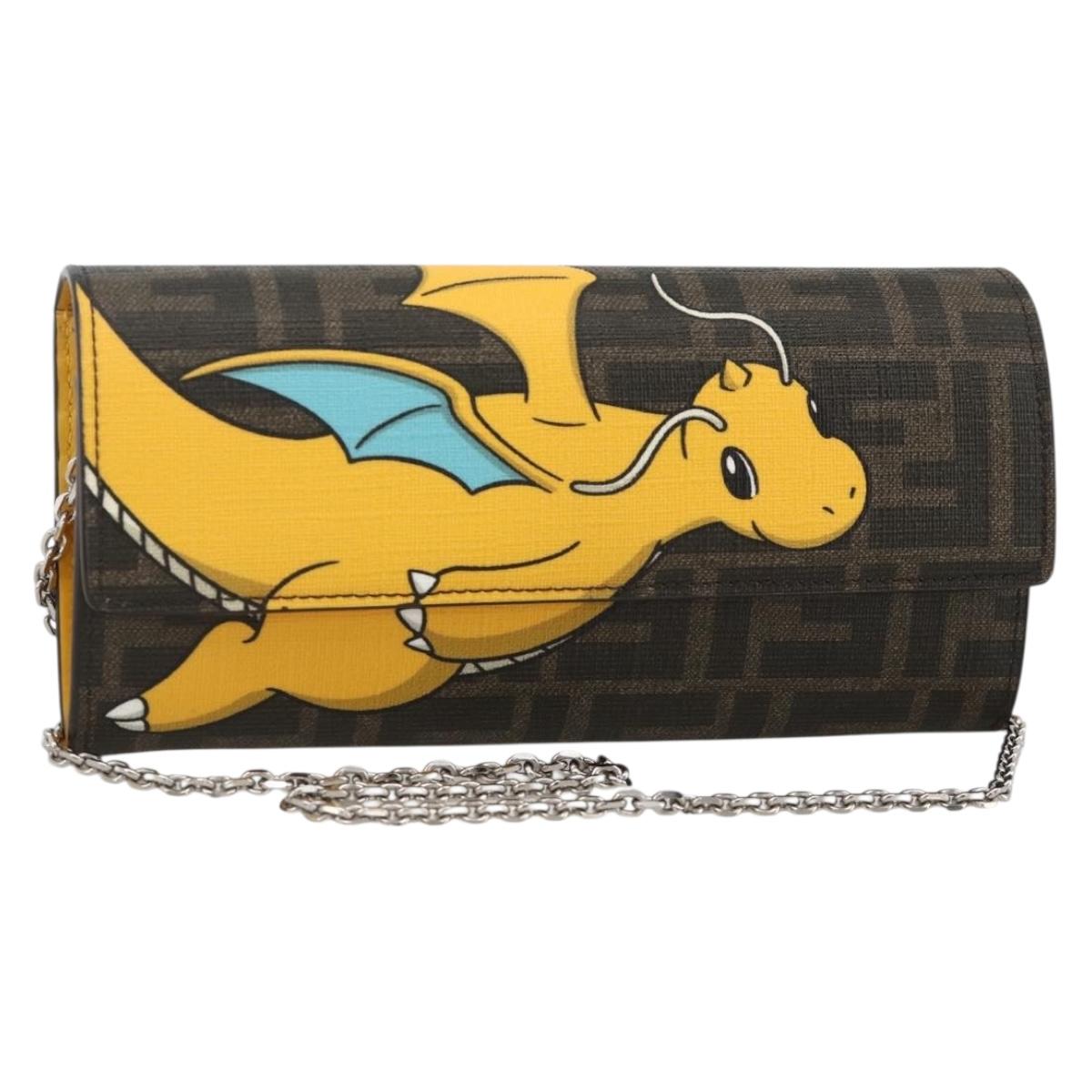 FENDI ZUCCA Canvas Chain Wallet FF Fabric Kairyu FRGMT x POKÉMON Auth 158606SM