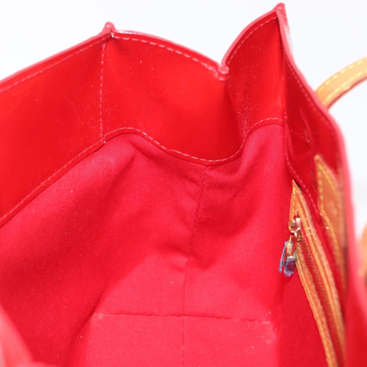 LOUIS VUITTON Monogram Vernis Reade PM Hand Bag Red Rouge M91088 LV Auth 158633