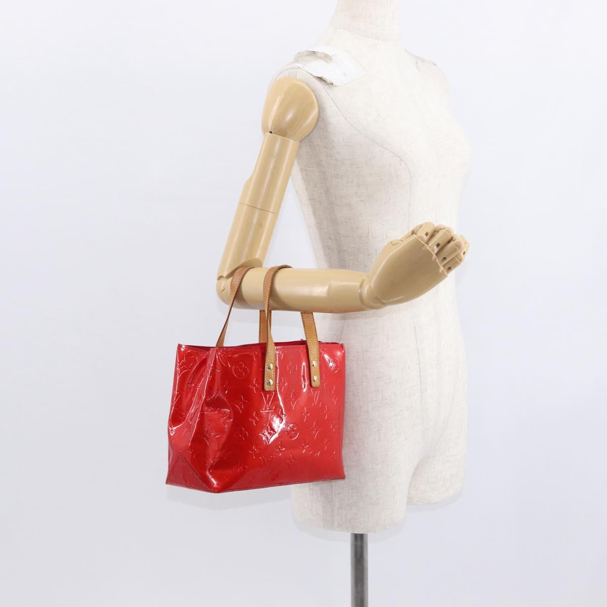 LOUIS VUITTON Monogram Vernis Reade PM Hand Bag Red Rouge M91088 LV Auth 158633