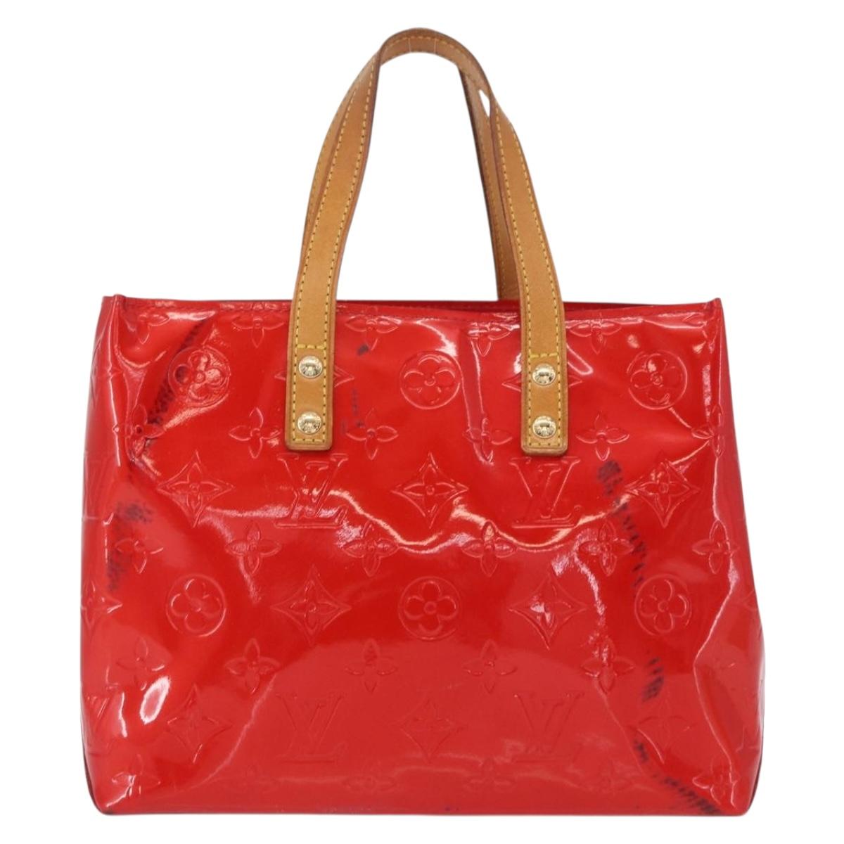 LOUIS VUITTON Monogram Vernis Reade PM Hand Bag Red Rouge M91088 LV Auth 158633
