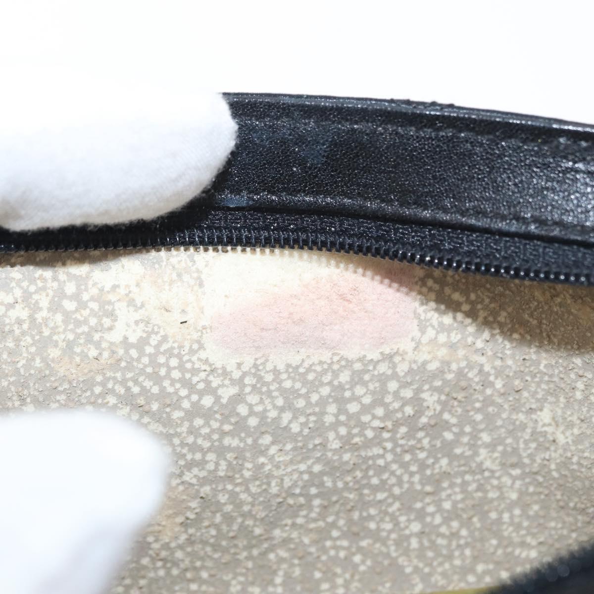 CHANEL Bicolore Pouch Satin Black Gold CC Auth 158658