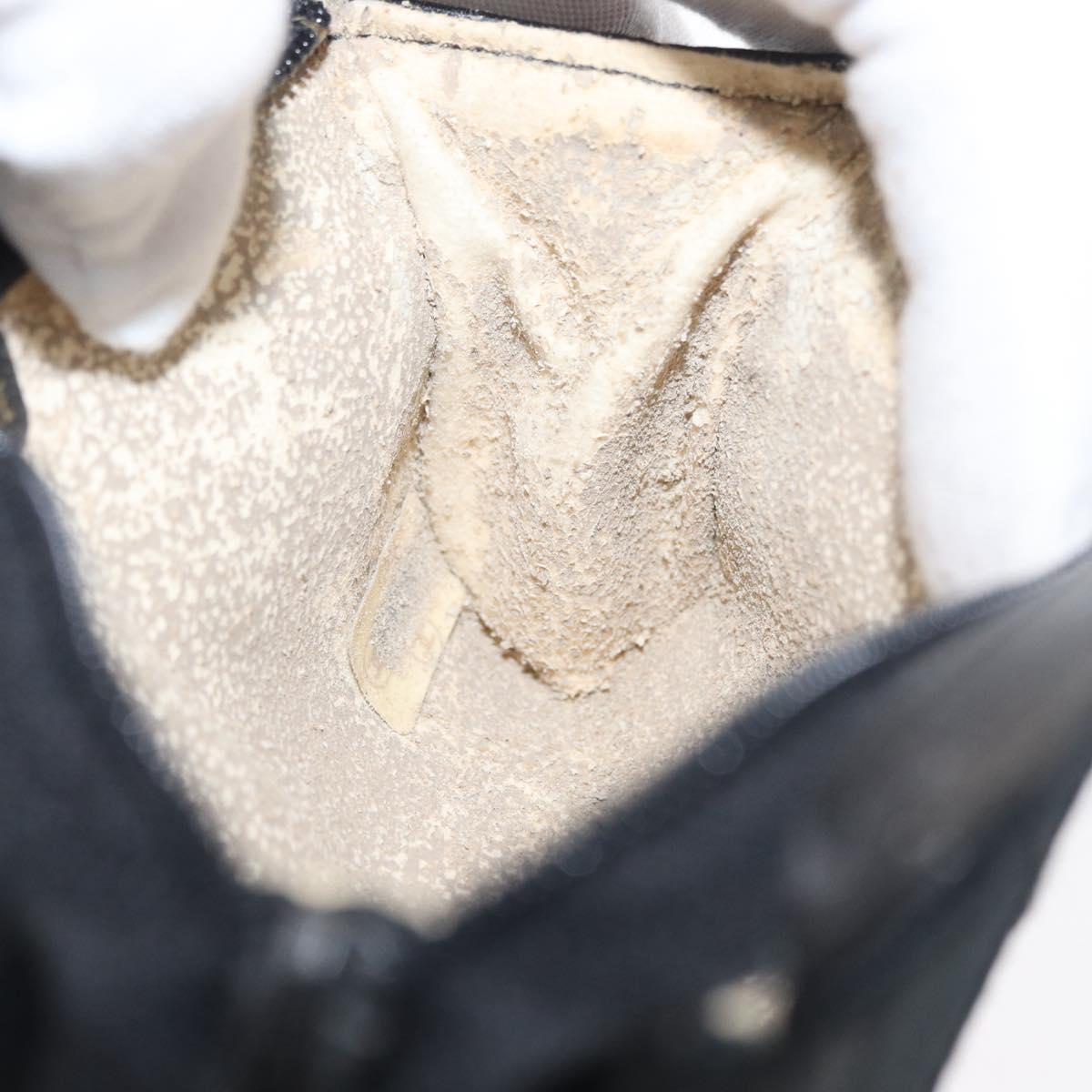CHANEL Bicolore Pouch Satin Black Gold CC Auth 158658