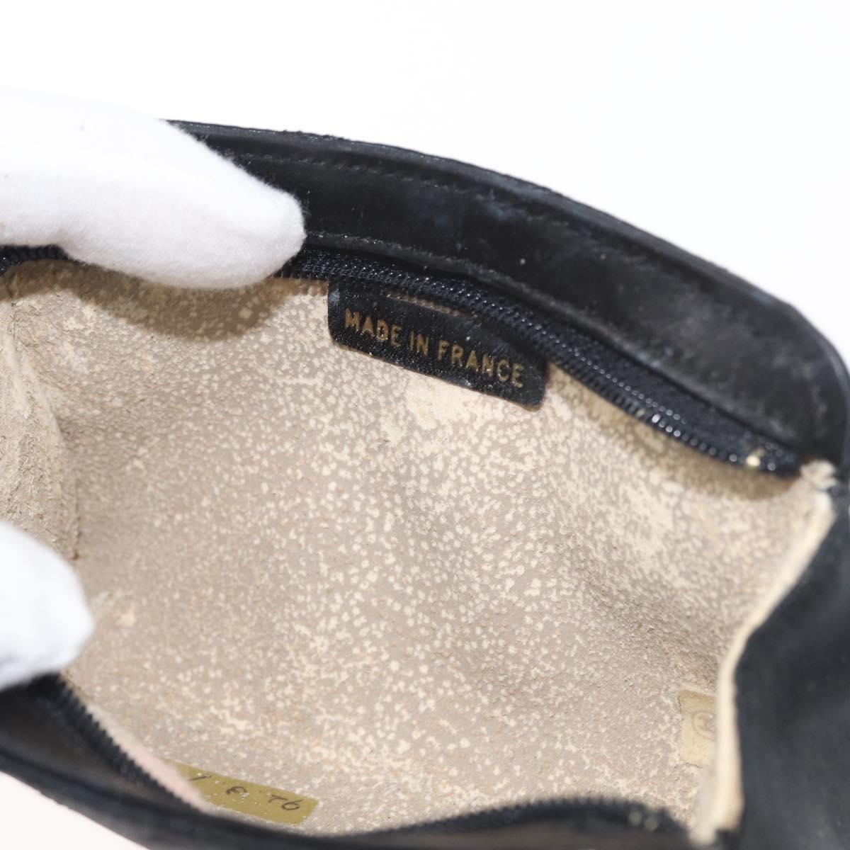 CHANEL Bicolore Pouch Satin Black Gold CC Auth 158658