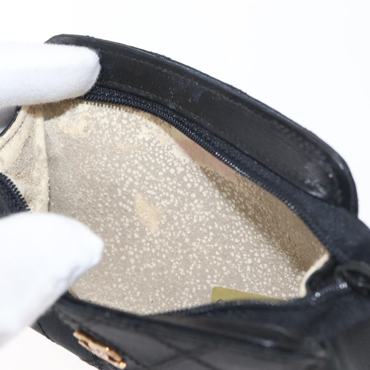 CHANEL Bicolore Pouch Satin Black Gold CC Auth 158658