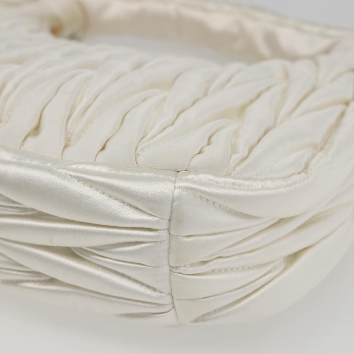 Miu Miu Matelasse Hand Bag Satin 2way White Gold Auth 158666SAM