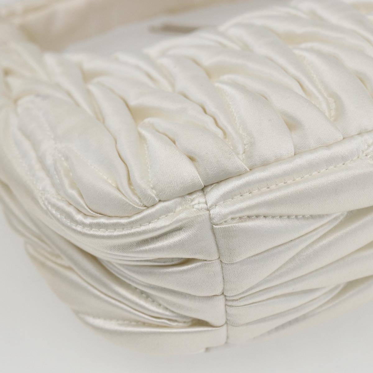 Miu Miu Matelasse Hand Bag Satin 2way White Gold Auth 158666SAM