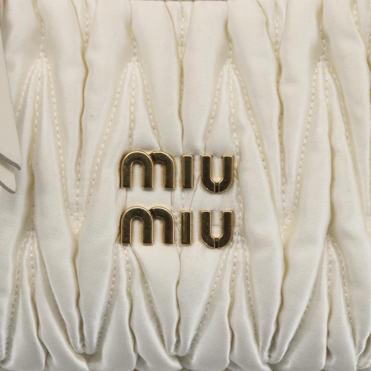 Miu Miu Matelasse Hand Bag Satin 2way White Gold Auth 158666SAM