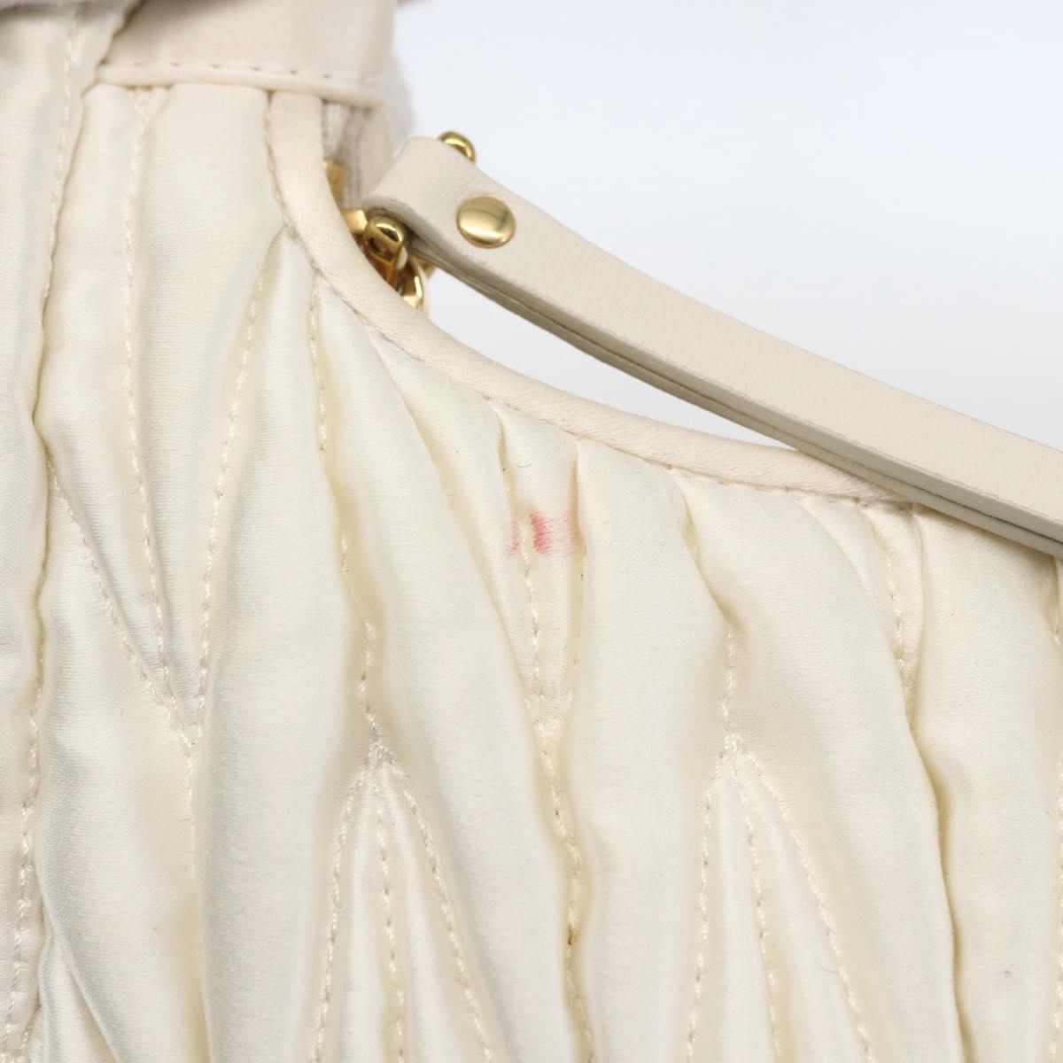 Miu Miu Matelasse Hand Bag Satin 2way White Gold Auth 158666SAM