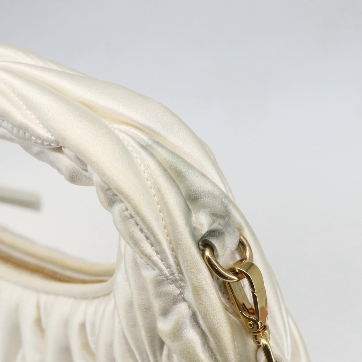 Miu Miu Matelasse Hand Bag Satin 2way White Gold Auth 158666SAM