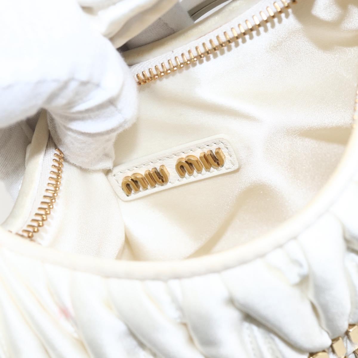 Miu Miu Matelasse Hand Bag Satin 2way White Gold Auth 158666SAM