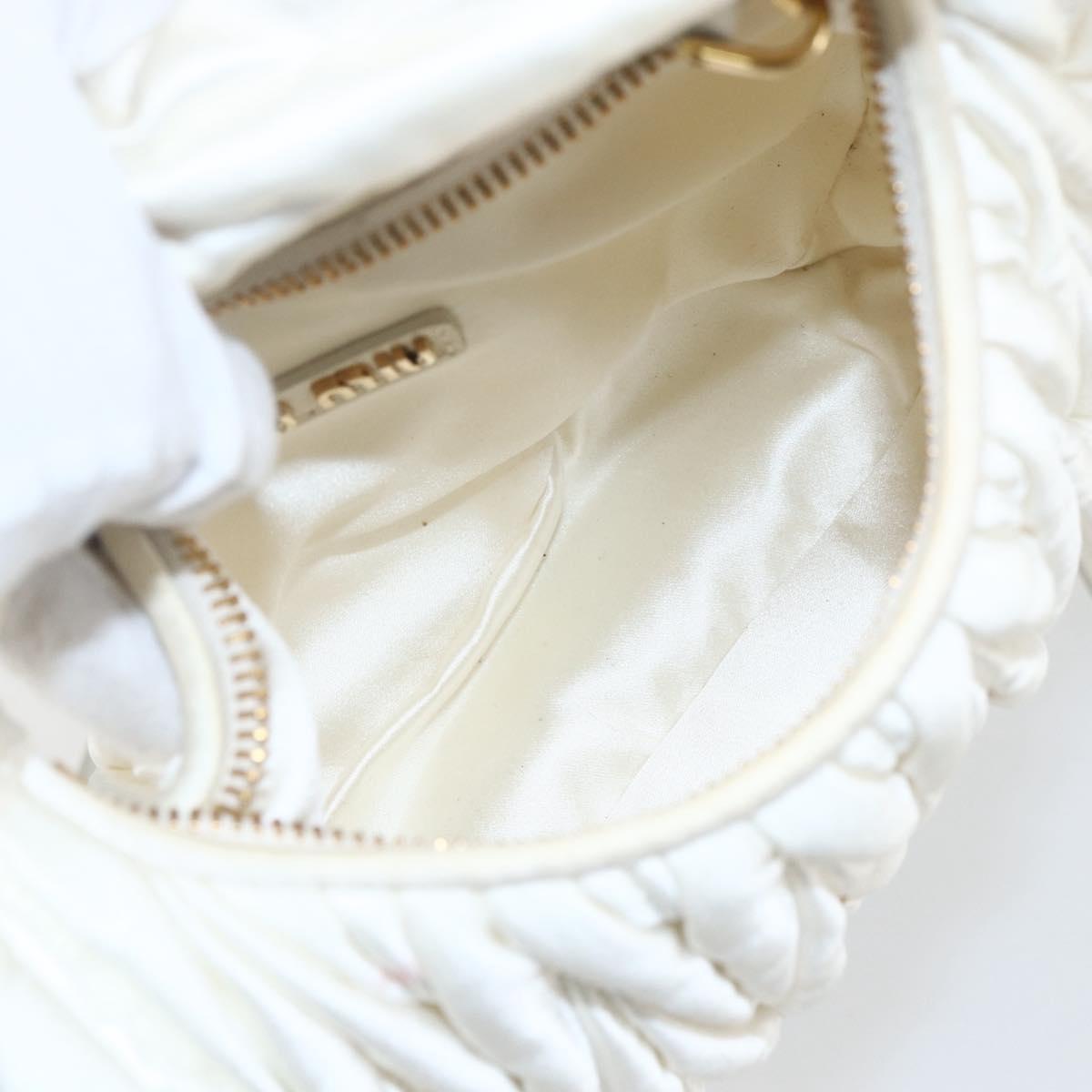 Miu Miu Matelasse Hand Bag Satin 2way White Gold Auth 158666SAM