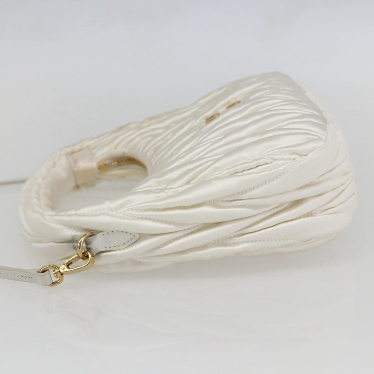Miu Miu Matelasse Hand Bag Satin 2way White Gold Auth 158666SAM