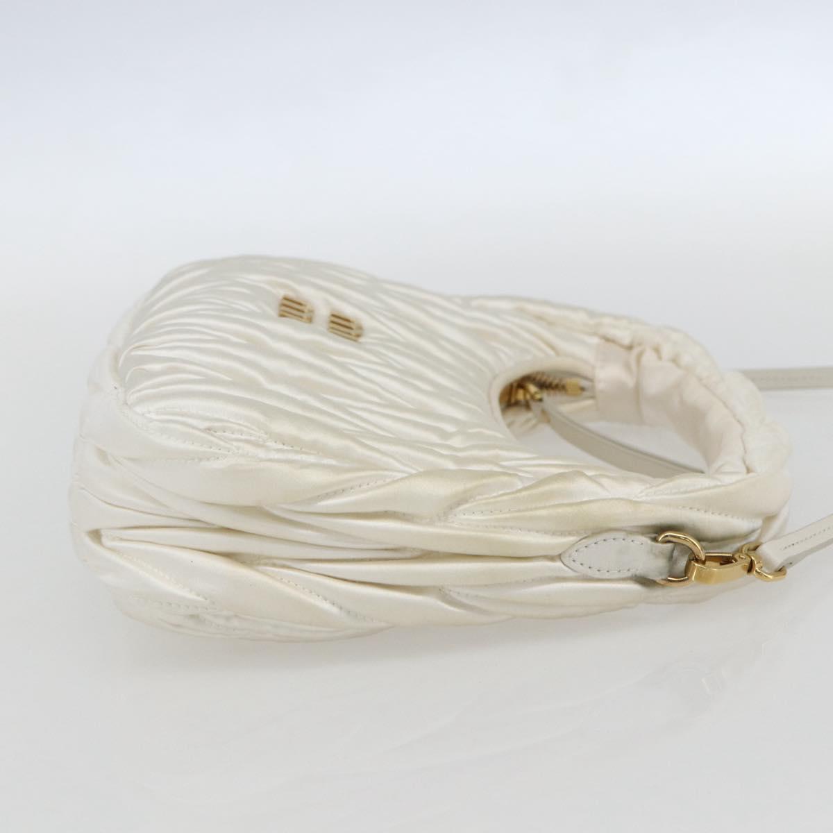 Miu Miu Matelasse Hand Bag Satin 2way White Gold Auth 158666SAM