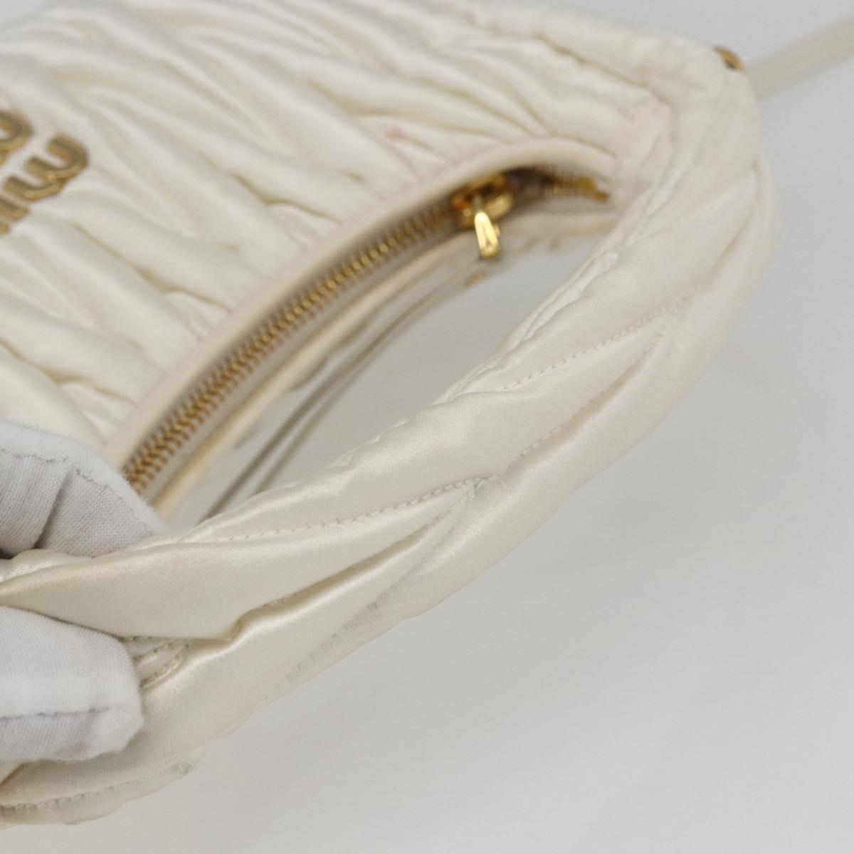 Miu Miu Matelasse Hand Bag Satin 2way White Gold Auth 158666SAM