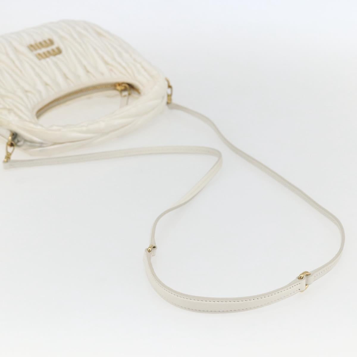 Miu Miu Matelasse Hand Bag Satin 2way White Gold Auth 158666SAM