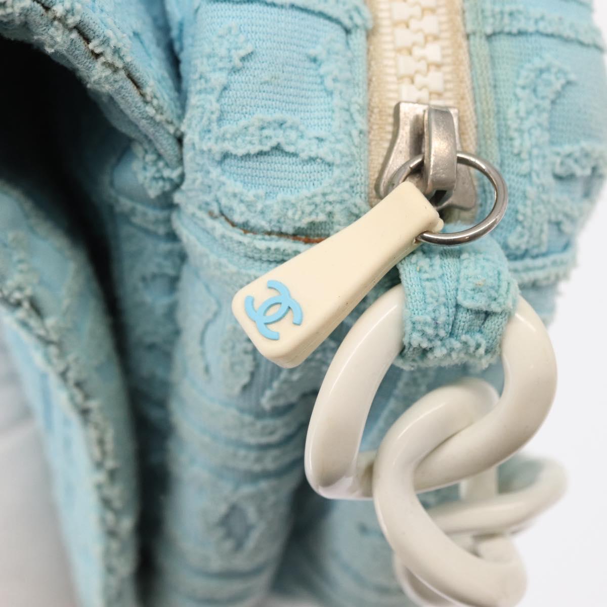CHANEL Plastic Chain Shoulder Bag Pile Light Blue Silver CC Auth 158681V