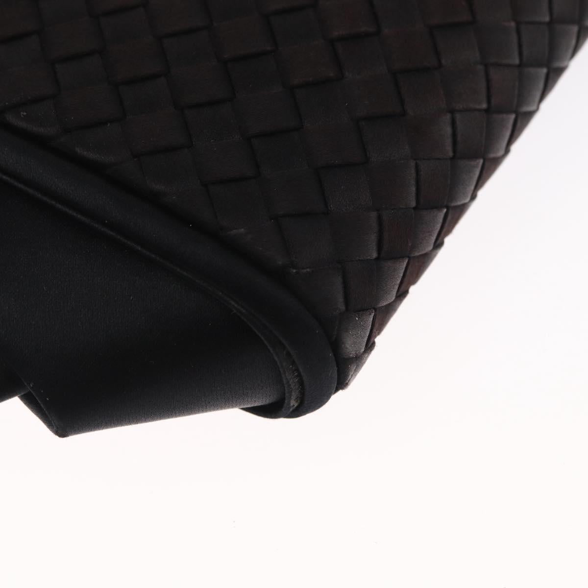 BOTTEGA VENETA INTRECCIATO Shoulder Bag Satin Black Gold Auth 158685