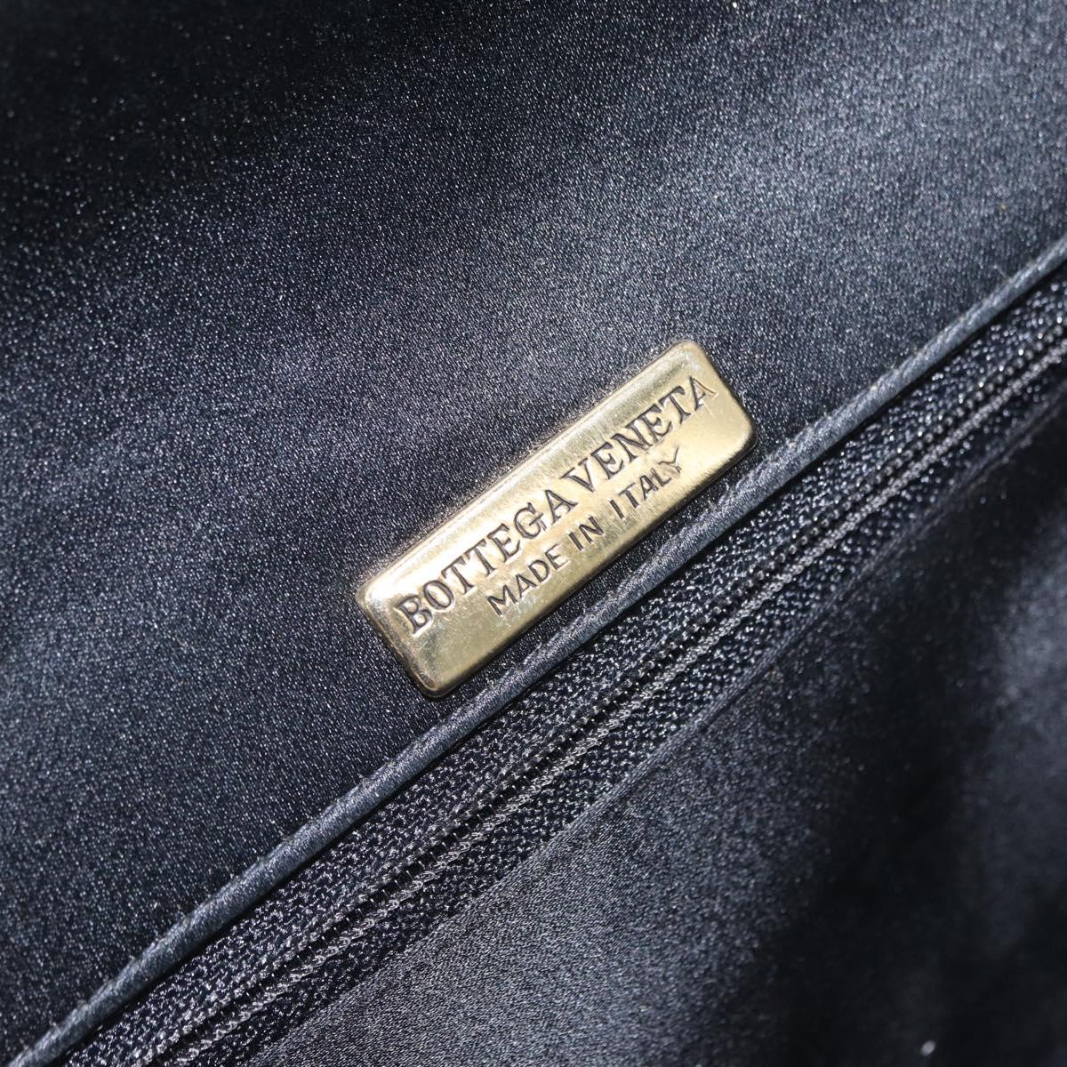 BOTTEGA VENETA INTRECCIATO Shoulder Bag Satin Black Gold Auth 158685