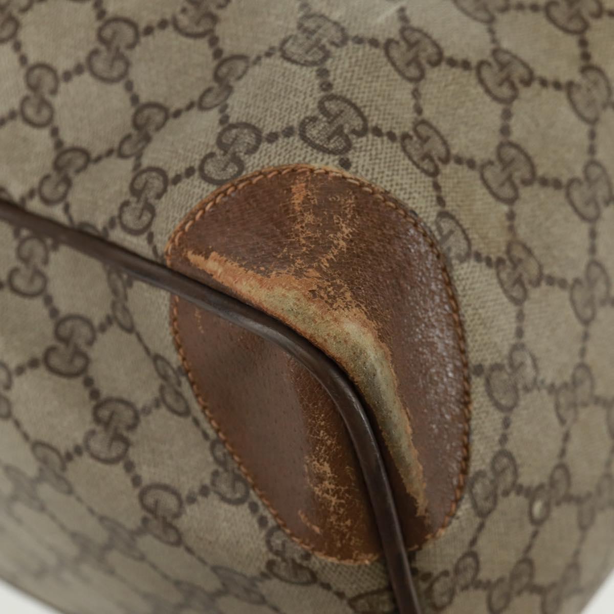 GUCCI GG Supreme Web Sherry Line Boston Bag PVC Beige Gold Auth 158687