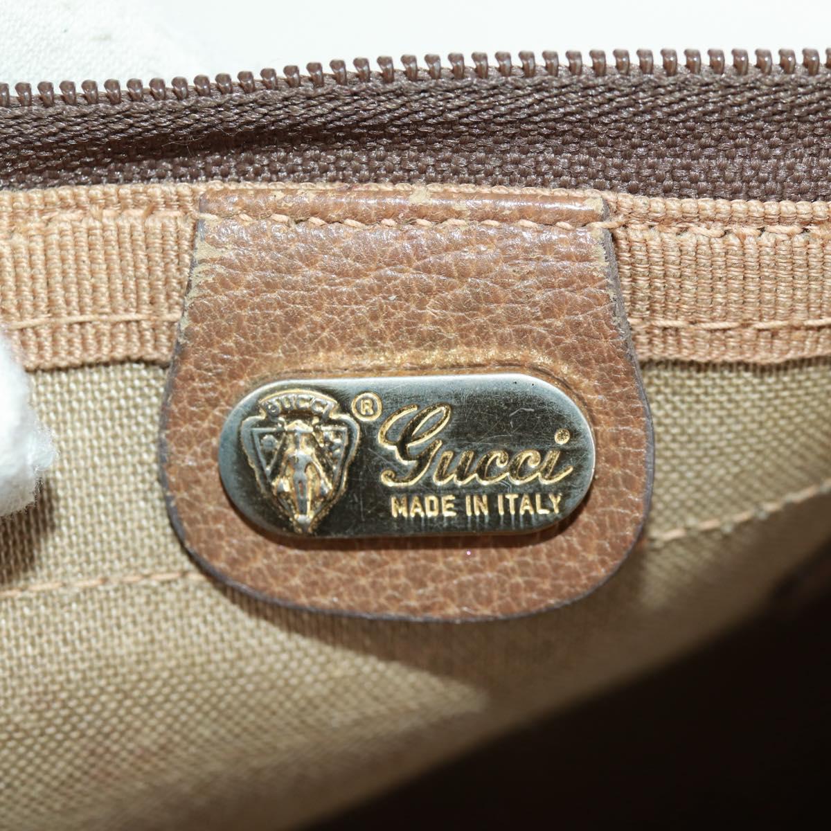 GUCCI GG Supreme Web Sherry Line Boston Bag PVC Beige Gold Auth 158687