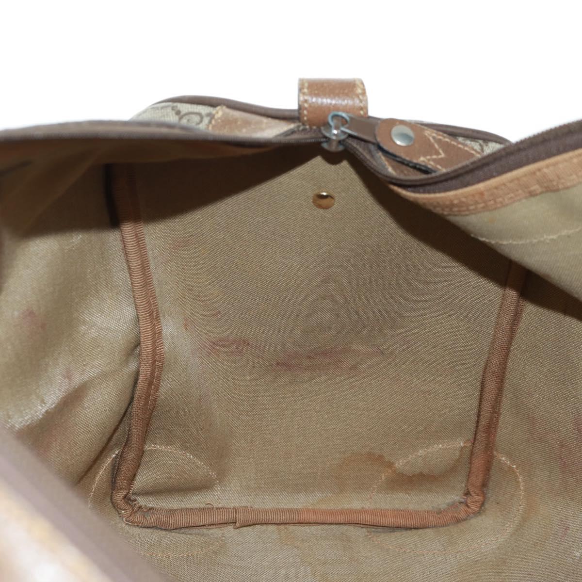 GUCCI GG Supreme Web Sherry Line Boston Bag PVC Beige Gold Auth 158687