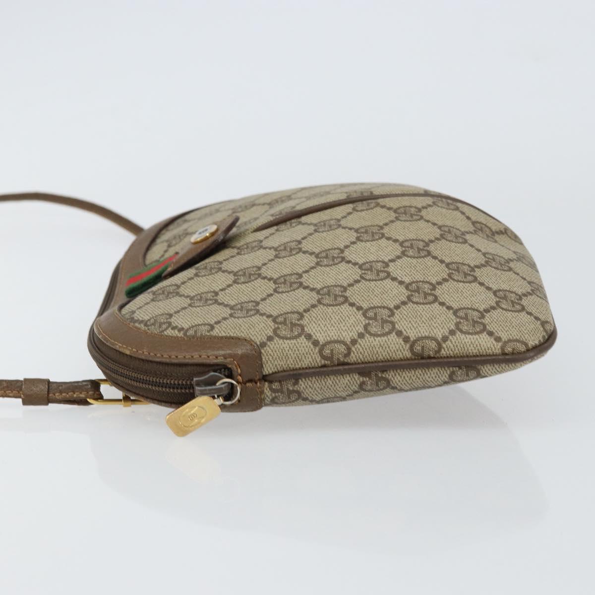 GUCCI GG Supreme Web Sherry Line Bag PVC Beige Gold 904 02 047 Auth 158689