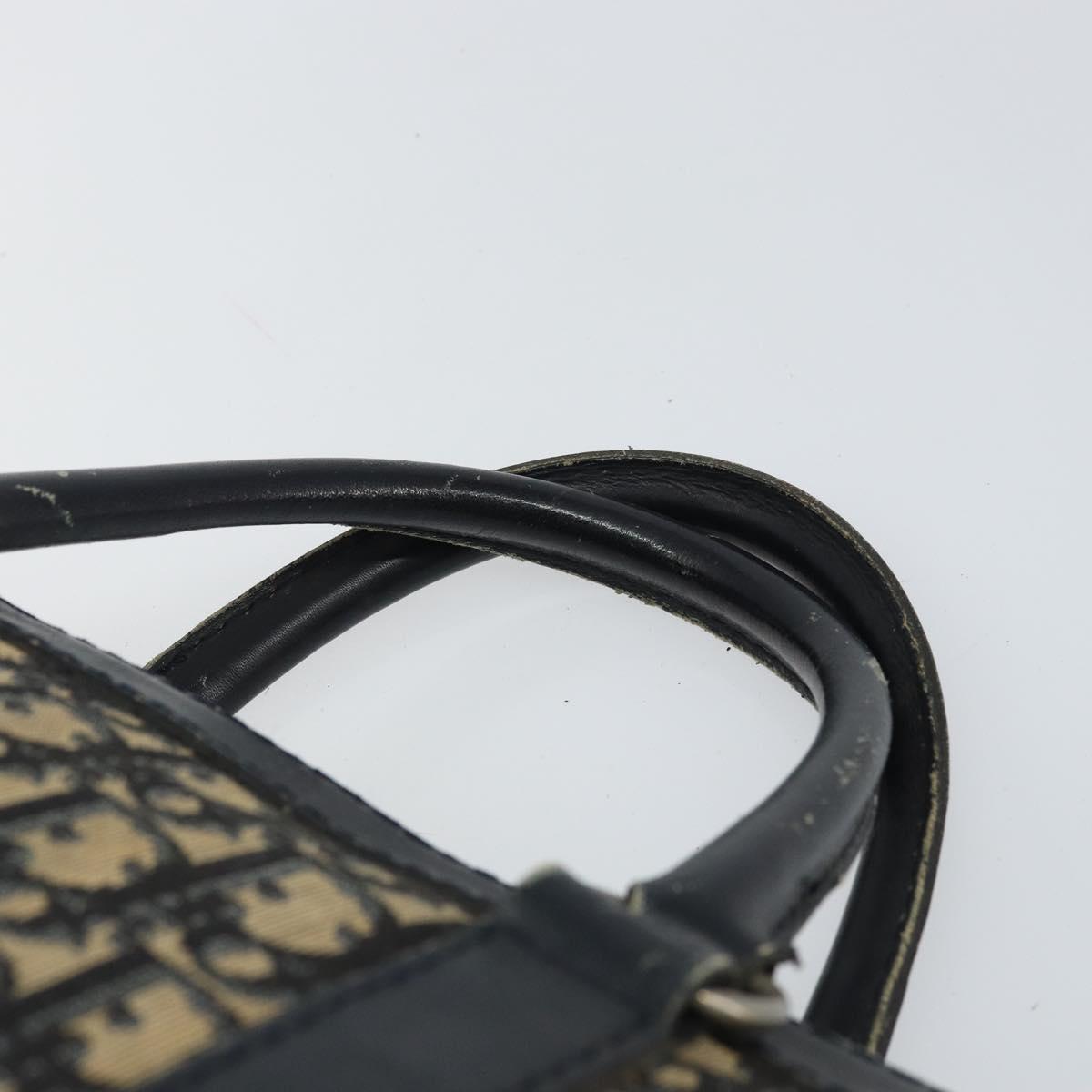 Christian Dior Trotter Canvas Boston Bag Navy Silver Auth 158691