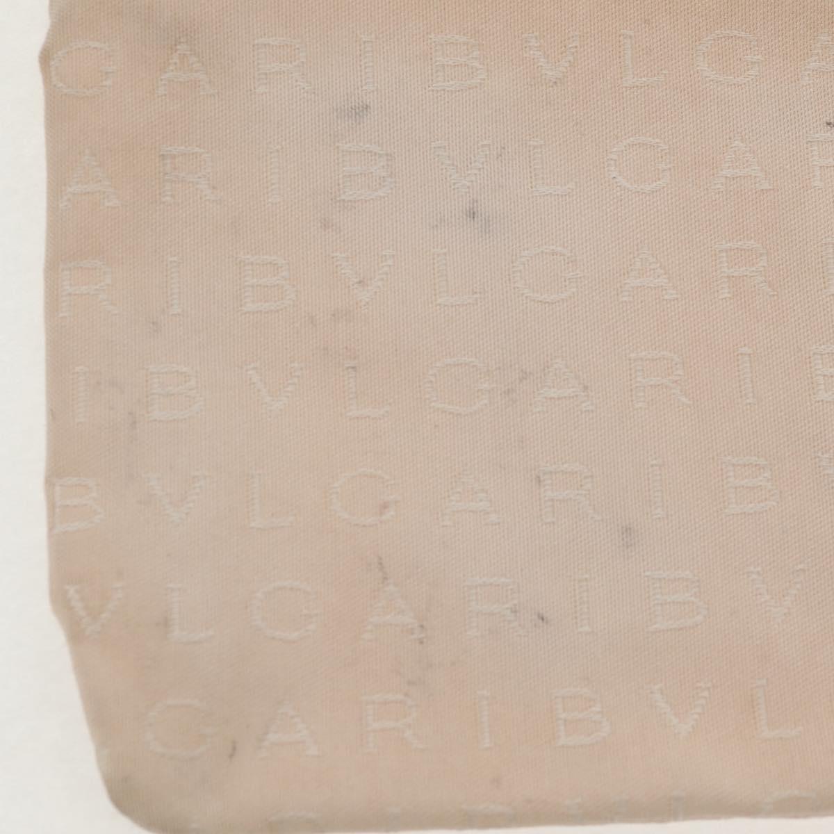 BVLGARI Logo Mania Tote Bag Canvas Leather Beige Silver Auth 158698