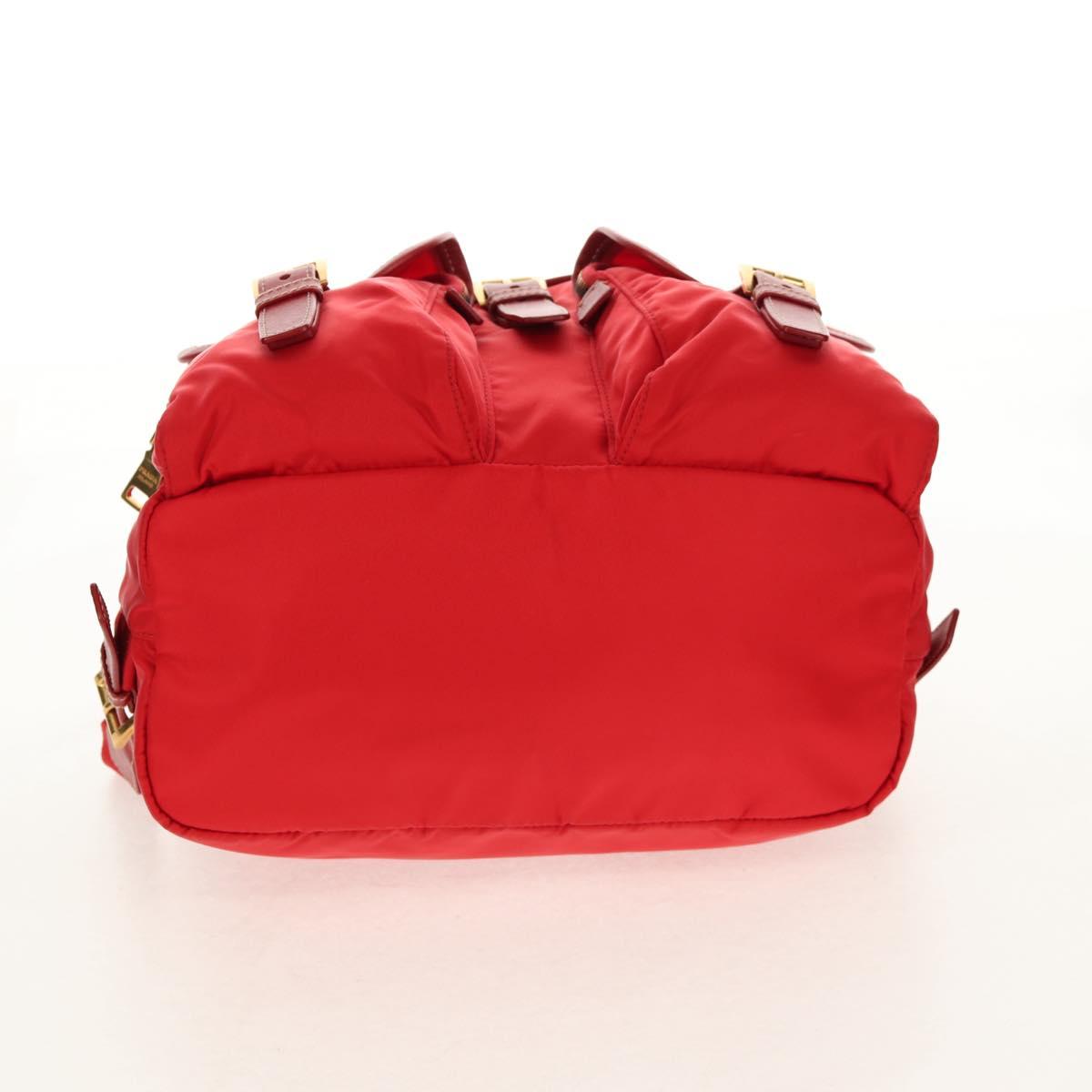 PRADA Backpack Nylon Red Gold Auth 158701V