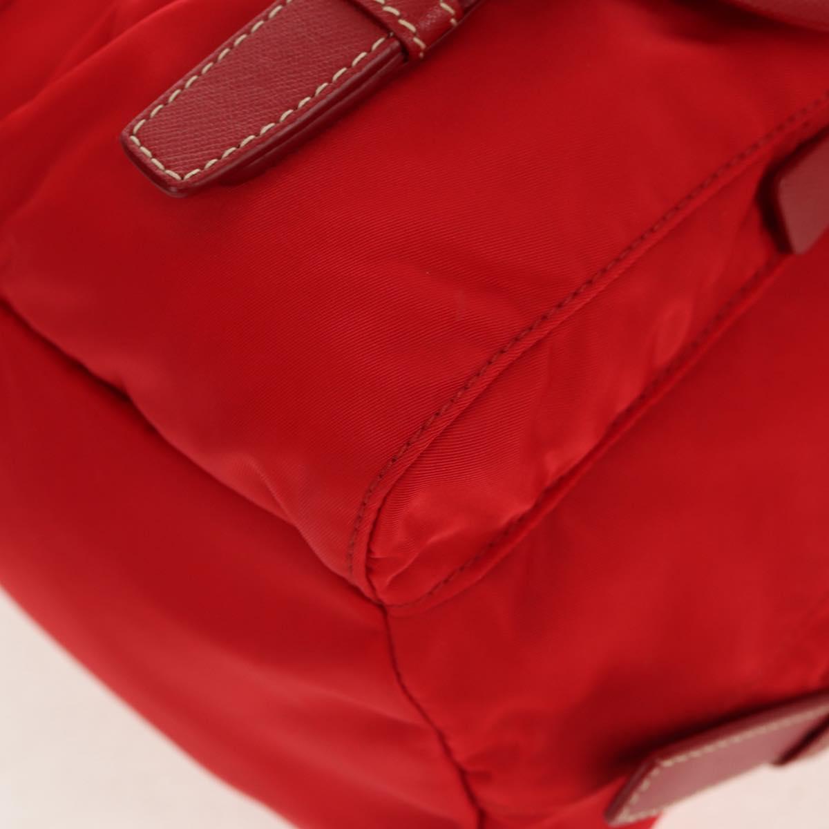 PRADA Backpack Nylon Red Gold Auth 158701V