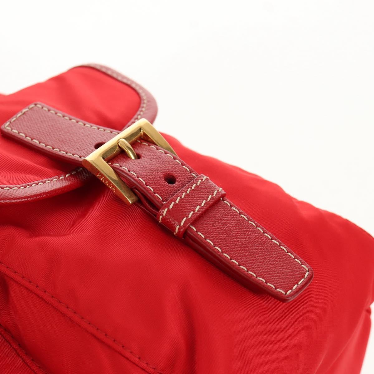 PRADA Backpack Nylon Red Gold Auth 158701V